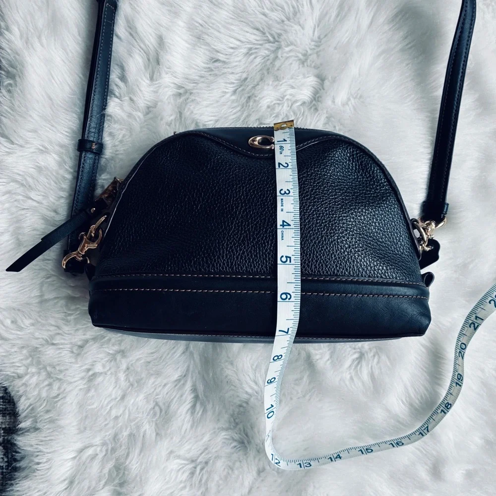 Coach Ivie F37863 Pebbled Leather Camera Crossbody Purse Black Gold Logo Bag